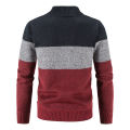 Men's sweater coat winter fleece-lined thick warm striped baseball collar sweater cardigan long sleeve outerwear sweater. 