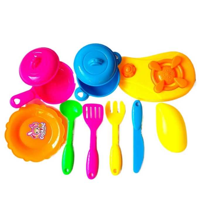 Kids Play Kitchen Pretend Bhadakuti Accessory Toy Set Plates And Dishes Including Food Pots Pans and Cooking Utensils BL