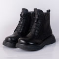 Shoe.A.Holics Anchorage Leather Ankle Boots Black For Women. 