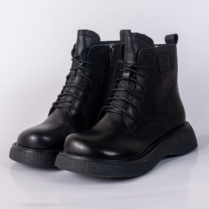 Shoe.A.Holics Anchorage Leather Ankle Boots Black For Women