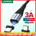 UGREEN Magnetic USB Charging Cable Type C Micro USB Phone Cable Magnet Charger Micro USB For Xiaomi 3A Mobile Phone Wire Cord. 