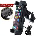 2 In 1 Bike Mobile Holder With Mobile Charger-Black. 