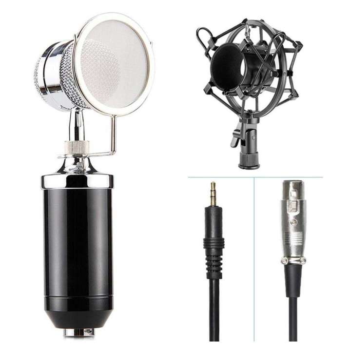 Bm 8000 Condenser Sound Studio Recording Broadcasting Microphone+Pop Filter+Shock Mount
