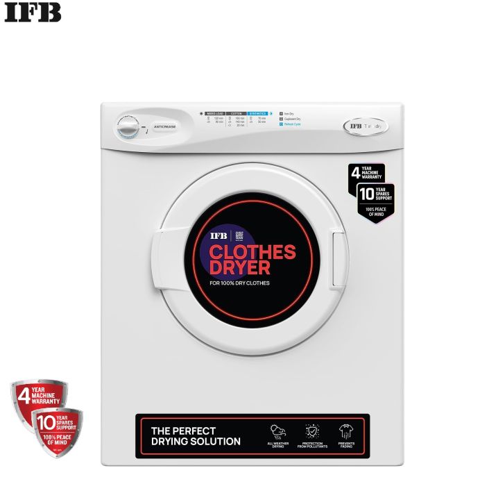 IFB 5.5 kg Front Load Fully-automatic Dryer (TURBO DRY,white,Inbuilt Heater, Allergy Free Technology