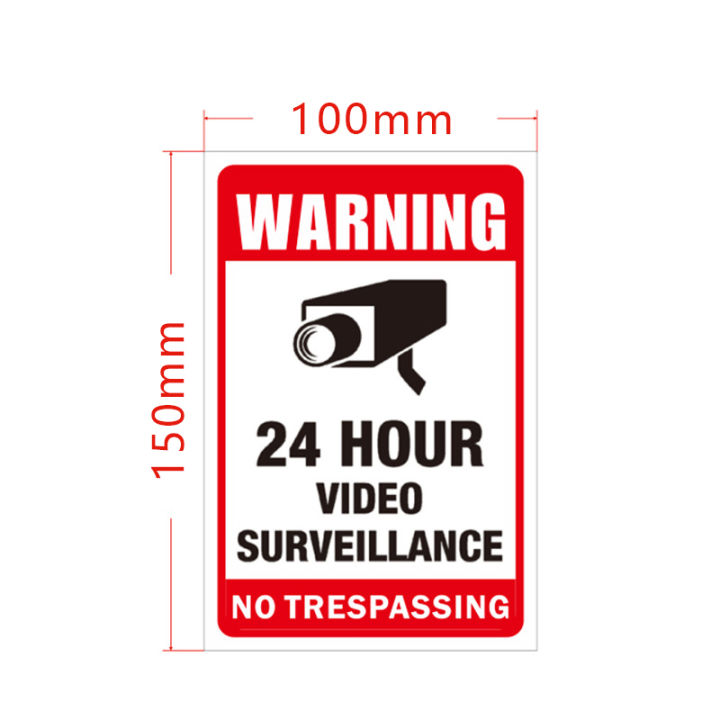 6pcs Wall Sticker 24H Video Camera System Warning Sign Wall Decal ...