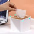 Square Shape Wooden Cover Plastic Tissue Box Holder  Paper Napkin Dispenser Case. 