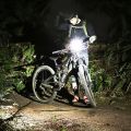 Waterproof Bicycle Light USB Charging Bike Front Flashlight Handlebar Horn - black blue. 