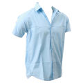 Sky Blue Cotton Half Sleeve Plain Shirt For Men. 