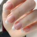 Artificial Press On False Nails For Gluing Natural French Nails Short Ballerina Full Cover Finger Tips Manicure Tool. 