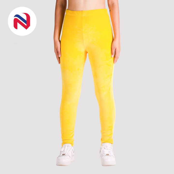 Nyptra Yellow Plain Velvet Fleece High Rise Fancy Leggings For