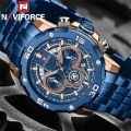 NAVIFORCE NF9175 Stainless Steel Chronograph Watch For Men - Multi Colors | Fashion Stainless Steel Watch For Men. 