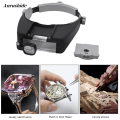 Anrushide Repair, magnifier illuminated headband adjustment wearable magnifier with Original head light LED2 with a magnifying glass for reading jewelry watches. 