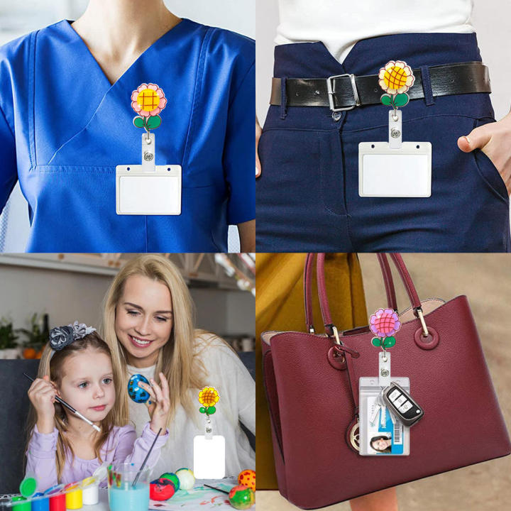 Easy%20pull%20Badge%20holder%20Teacher%20badge%20reel%20Sunflower%20Retractable%20badge%20reel%20Sunflower%C2%A0%20Clip-on%20for%20Hospital%20staff%20Nursing%20-%20Image%206