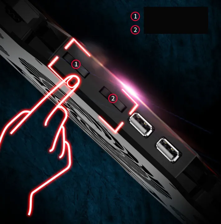 NUOXI%20Ultra%20Professional%205%20Fan%20LED%20Backlit%20Speed%20and%20Height%20Adjustable%20Gaming%20Laptop%20Stand%20Cooling%20Pad%20For%209''%20inch%20to%2018''%20inch%20-%20Image%205