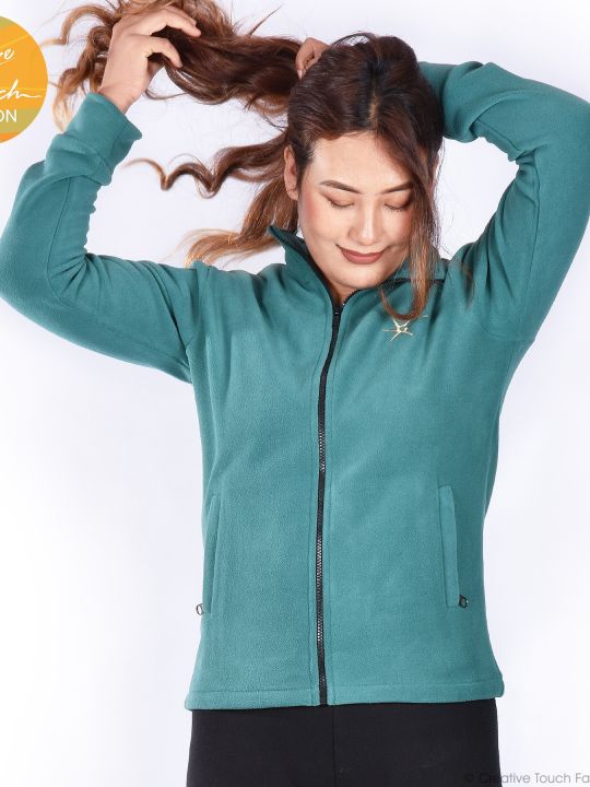 Creative%20Touch%20Fashion%20Petrol%20Blue%20Front%20YKK%20Zippered%20Polar%20Fleece%20Jacket%20For%20Women%20MJK1076%20-%20Image%208