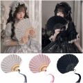 Retro Multicolor Lace Folding Fan Flower Pattern Shell-Shaped Hand Fold Fan Gifts Dance Props Portable Fan Performance Favors. 
