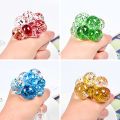 Squeezy Mesh Ball Squishy Toy With Rainbow Color Orbeez Inside. 