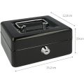 Locking Metal Cash Box with Removable Coin Tray and Key Lock 150X120X8mm. 