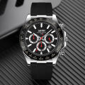 SKMEI 9275 Men's Business Chronograph Date Display Silicon Strap Quartz Watch - Silver/Black. 