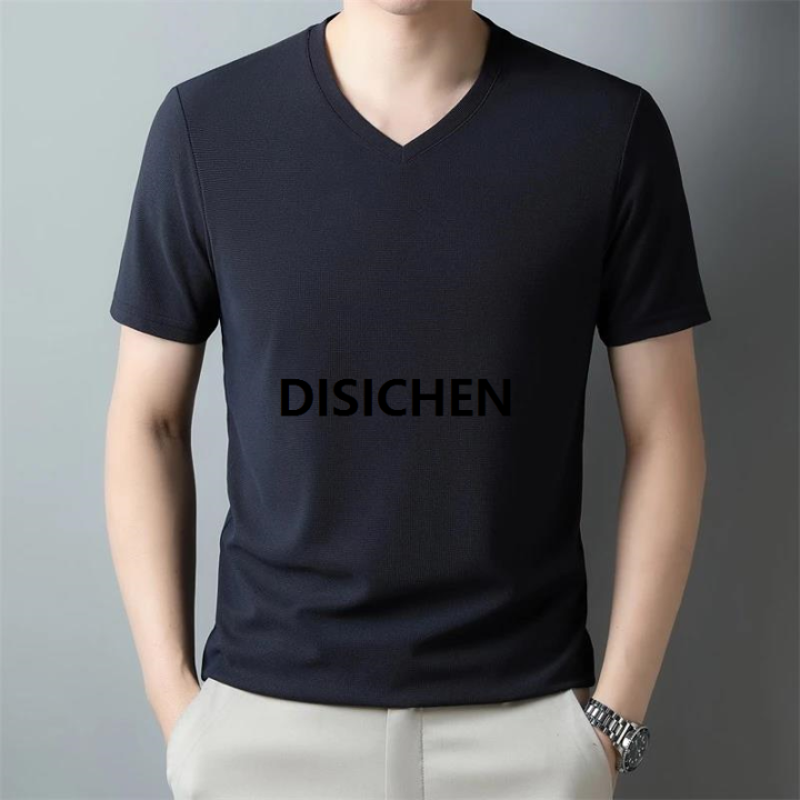 DISICHEN%202024%20Men's%20New%20Waffle%20V%20Neck%20Short%20Sleeved%20T-shirt%20Comfortable%20Top%202025%20New%20-%20Image%207