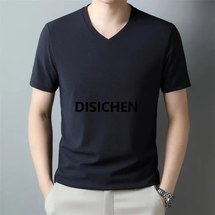DISICHEN%202024%20Men's%20New%20Waffle%20V%20Neck%20Short%20Sleeved%20T-shirt%20Comfortable%20Top%202025%20New%20-%20Image%207