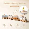 Birthday Simulated Train Toy Model Montessori Educational Wooden Trolley Baby Learning Kid Toys Gifts. 