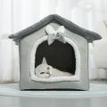 Cute Plush Pet House With Detachable Cushion Washable Fluffy Dog Kennel Soft Pet Supplies Pet Bed Tent House. 