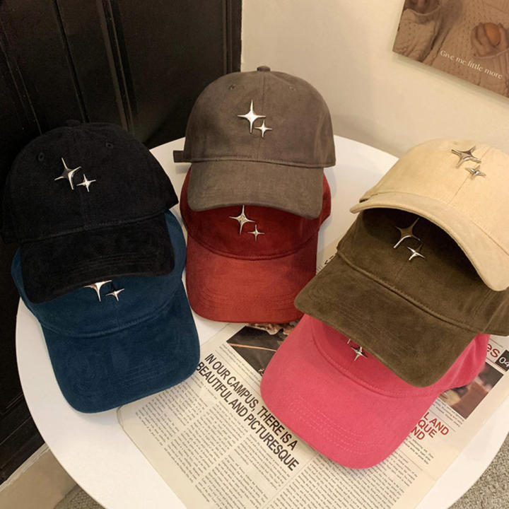 Unisex Star Denim Cap Fashion Y2k Metal Pattern Baseball Cap Adjustable Peaked Cap for Outdoor Travel Sun Protection All Ages Streetwear