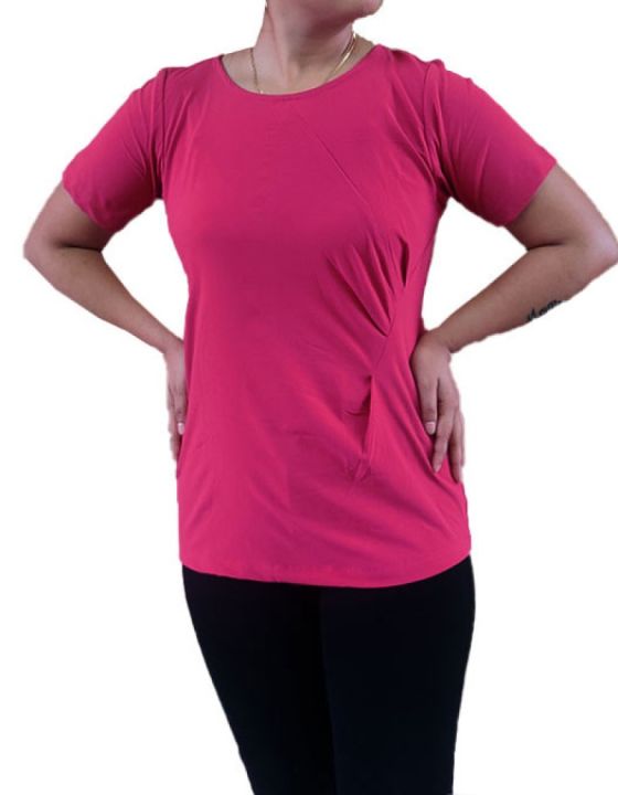 Pink Cotton Fabric Round Neck Stretchable Fabric Size 36