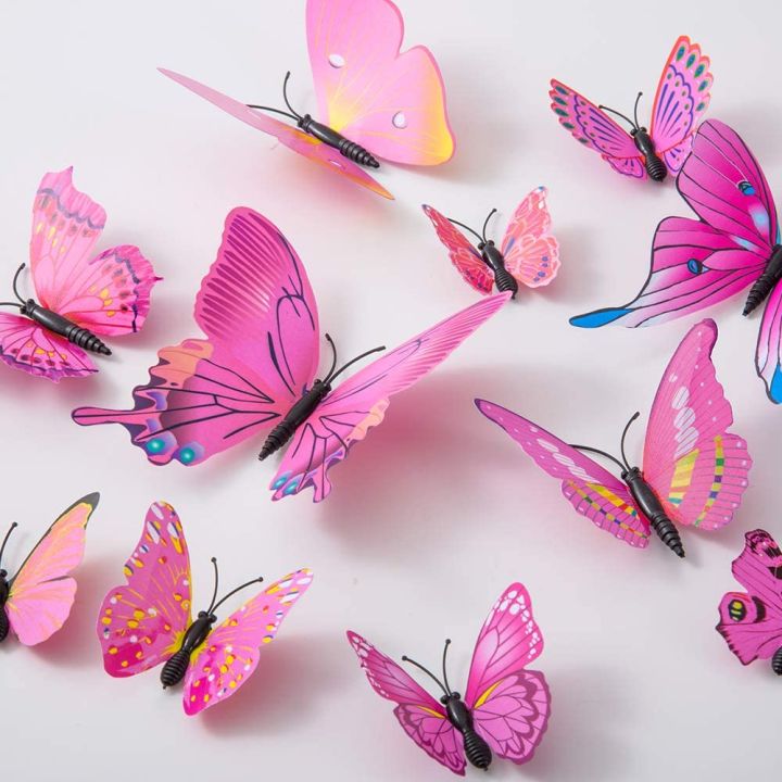 48pcs Butterfly Wall Decals - 3d Butterflies Decor For Wall Sticker Removable Mural Stickers Home Decoration Kids Room Bedroom Decor