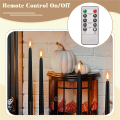 NAMUNY 6Pcs Flameless Black Taper Candles Flickering with 10-Key Remote Timer, Battery Operated LED Candlesticks Window Candles. 