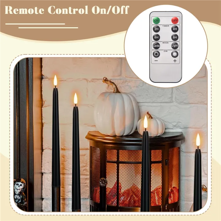 NAMUNY%206Pcs%20Flameless%20Black%20Taper%20Candles%20Flickering%20with%2010-Key%20Remote%20Timer,%20Battery%20Operated%20LED%20Candlesticks%20Window%20Candles%20-%20Image%207