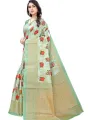 Mysa Fashions Printed Art Silk Saree Women with Contrast Border and Pallu - Green Saree. 