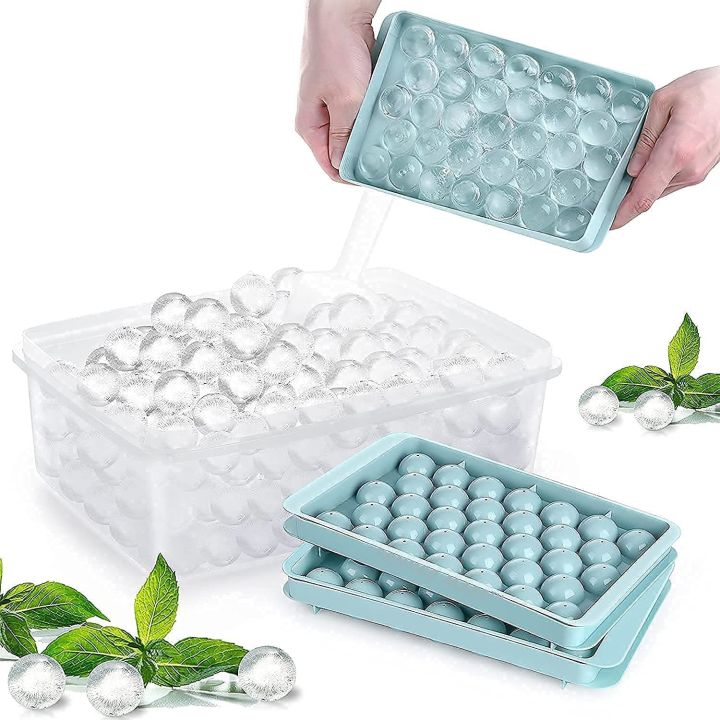 Ice Cube Tray Plastic Reusable Flexible Round with 33 Cavity Mini Round Ice Ball Plastic Tray Molds for Whiskey & Cocktails Keep Drinks Chilled