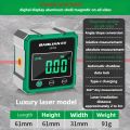 Portable Multifunctional Laser Inclinometer Rechargeable Four Sided Magnetic Digital Inclinometer LCD Display High Accuracy Angle Level Household. 