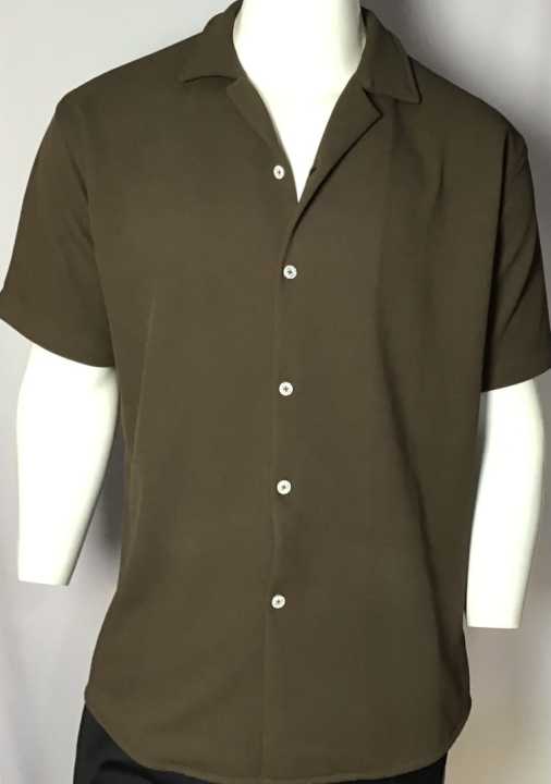 Men’s Short Sleeved Cuban Collar Shirt | Daraz.com.np