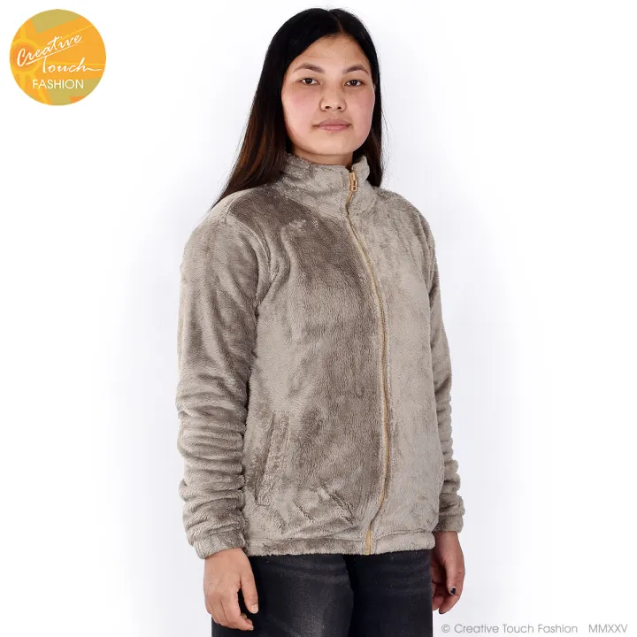 Creative%20Touch%20Fashion%20Grey%20Fur%20Fleece%20Jacket%20For%20Women%20WJK4491%20-%20Image%202