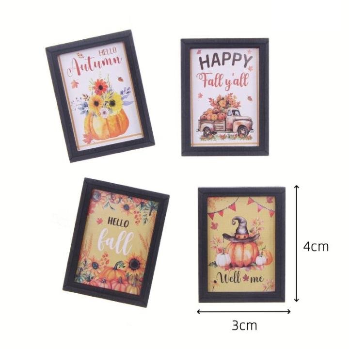 4PCS Dollhouse Oil Painting Miniature Photo Frame Simulation Mini Autumn Harvest Thanksgiving Model Wall Decoration Children Toy Moyao