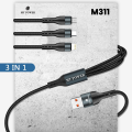 MyPower 3 in 1 Multi Charging Cable  Compatible With Most Smartphones USB to Type c , USB to Micro, USB to Lightning , Black Colour   Md311 Converter. 