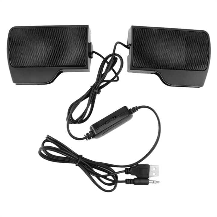 1 Piece USB Stereo Speaker Sound Bar Clipon Speakers Portable Black for Notebook Laptop Phone Music Player Computer