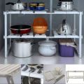 Multifunction Two Layers Space Arrangement Frame Adjustable kitchen Rack. 