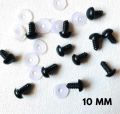 10mm Black safety eyes of 10piece  Solid Plastic Safety Eyes Craft Eyes with Washers for Doll, Puppet, Plush Animal DIY Making. 