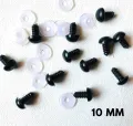 10mm Black safety eyes of 10piece  Solid Plastic Safety Eyes Craft Eyes with Washers for Doll, Puppet, Plush Animal DIY Making. 