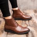 Atozfoothouse Remember Brown Brogue Derby Casual Leather Half Boots For Men(Yk-412). 