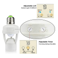 2 PCS LED Light Bulb Socket Converter With PIR Motion Sensor AC100-240V Human Presence Detector. 