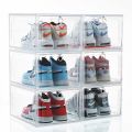 Shoe Boxes Clear Plastic Stackable, Shoe Organizer for Sneaker Storage with Magnetic Front Door Shoe Display Case Shoe Containers,Easy Assembly(13.6"x10.6"x7.7" Clear White) ( Single Piece). 