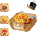 NXFDSIOZ Baking Paper for Hot Air Fryer Square (20 cm), Pack of 200 Airfryer Baking Paper Disposable Non-Stick Paper Waterproof. 