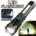 Spotlight Super Bright Strong LED Flashlight Zoomable High Power Laser Flashlight Portable Durable Work Flashlight Outdoor Lighting. 