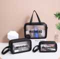 Pack Of 3 Travel Toiletry Bag For Women Men Translucent Waterproof Makeup Cosmetic Pouch Traveling Organizer. 