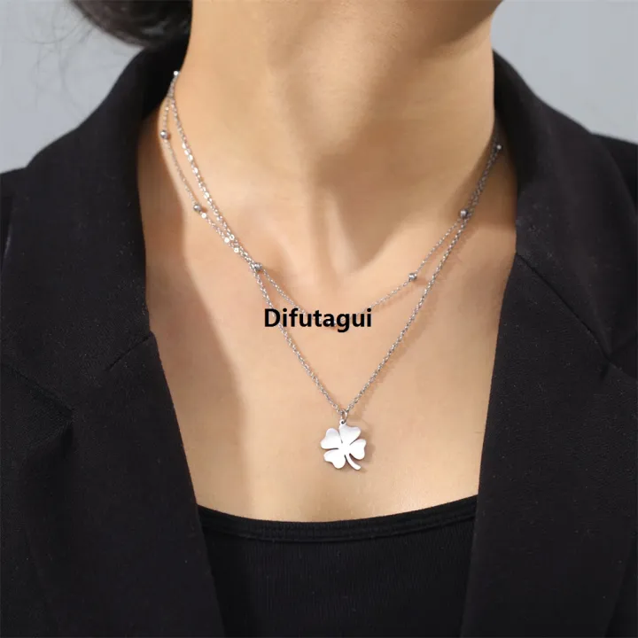 Difutagui%20Cazador%20Dog%20Cat%20Four%20Leaf%20Clover%20Pendant%20Necklace%20for%20Women%20Stainless%20Luxury%20Steel%20Compass%20Angel%20Choker%20Double%20Chain%20Neck%20Jewelry%202024%20-%20Image%203